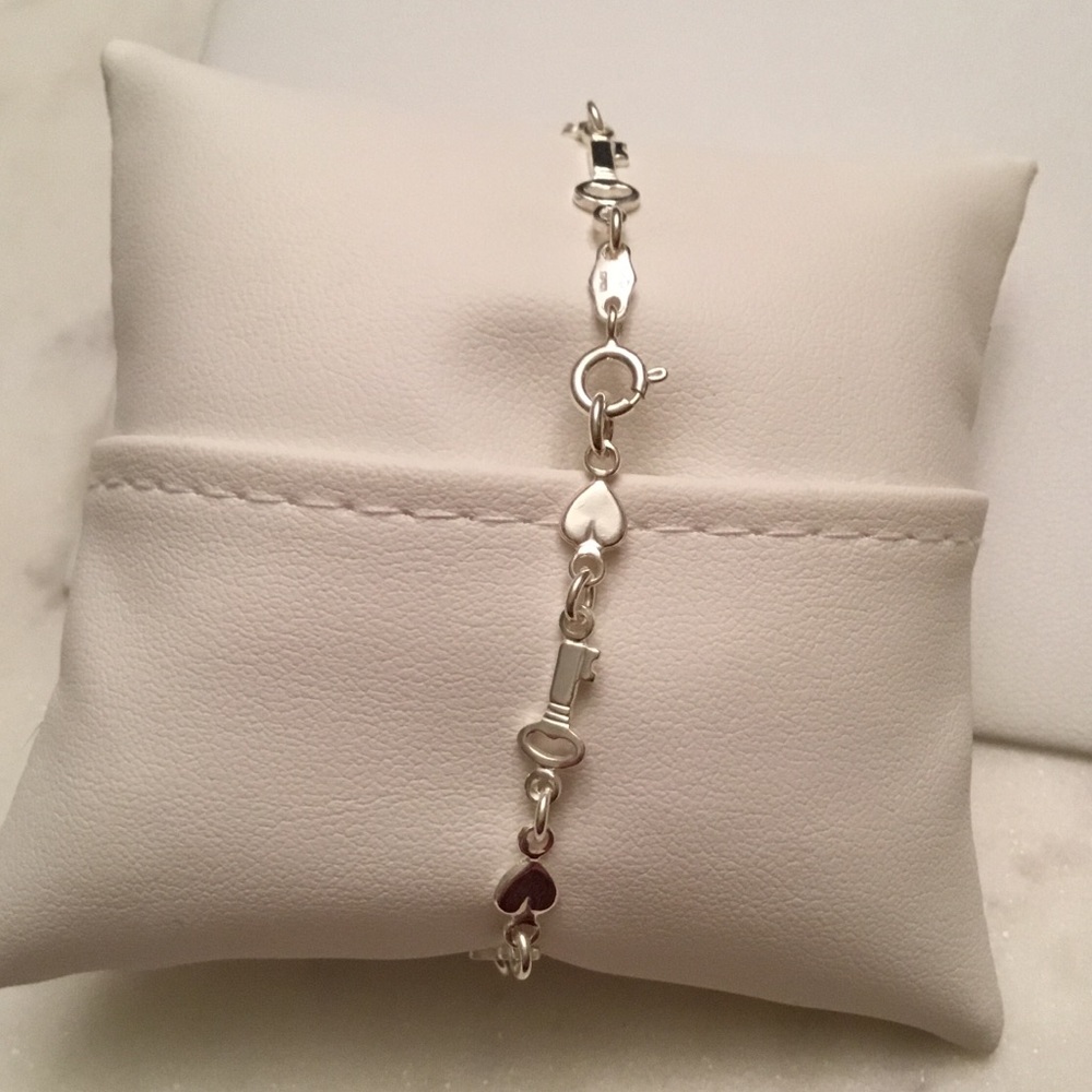 Sterling Silver Key & Heart Bracelet - Picture 3 of 12
